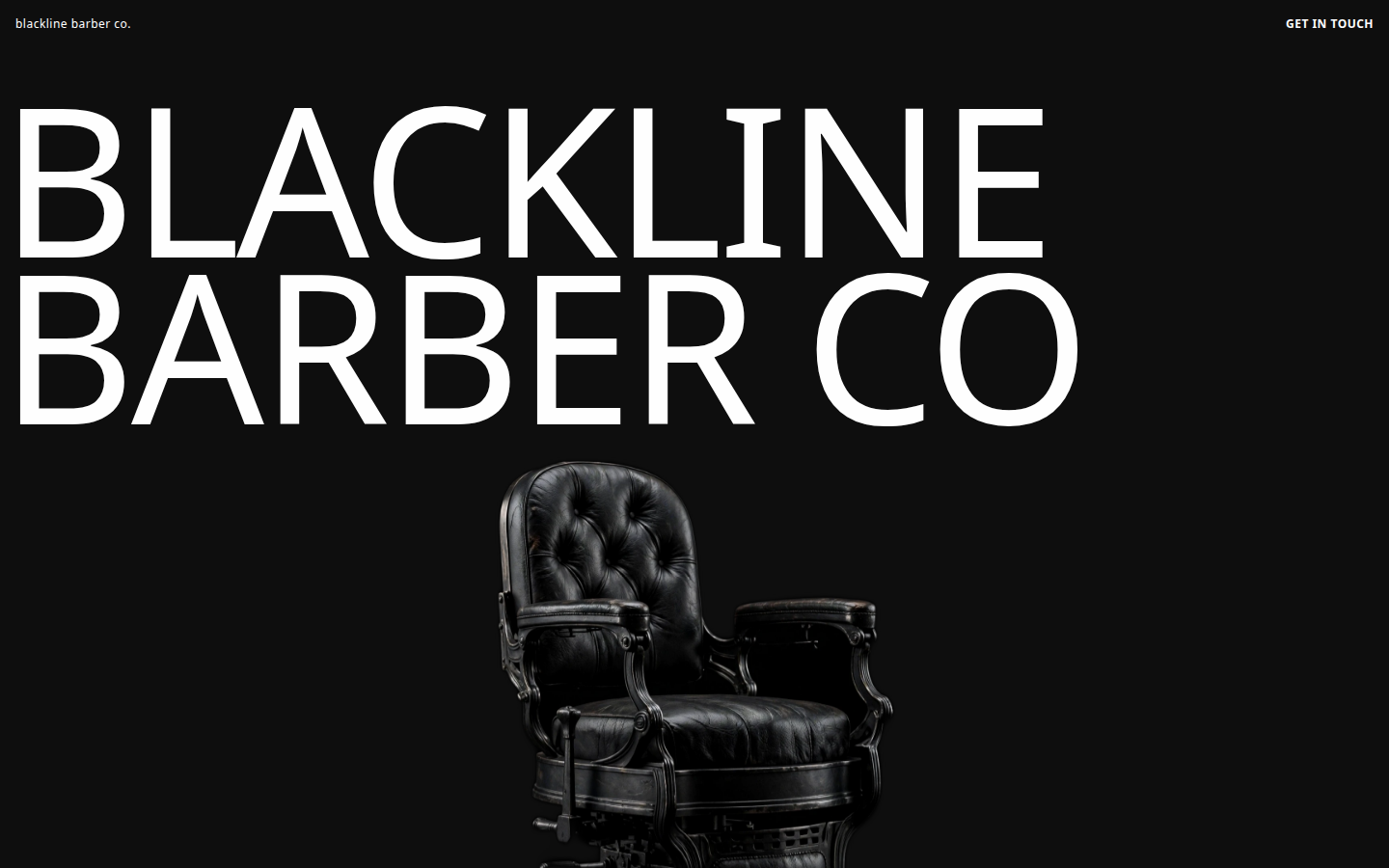 Blackline Barber Co. landing page preview in sharp black and white